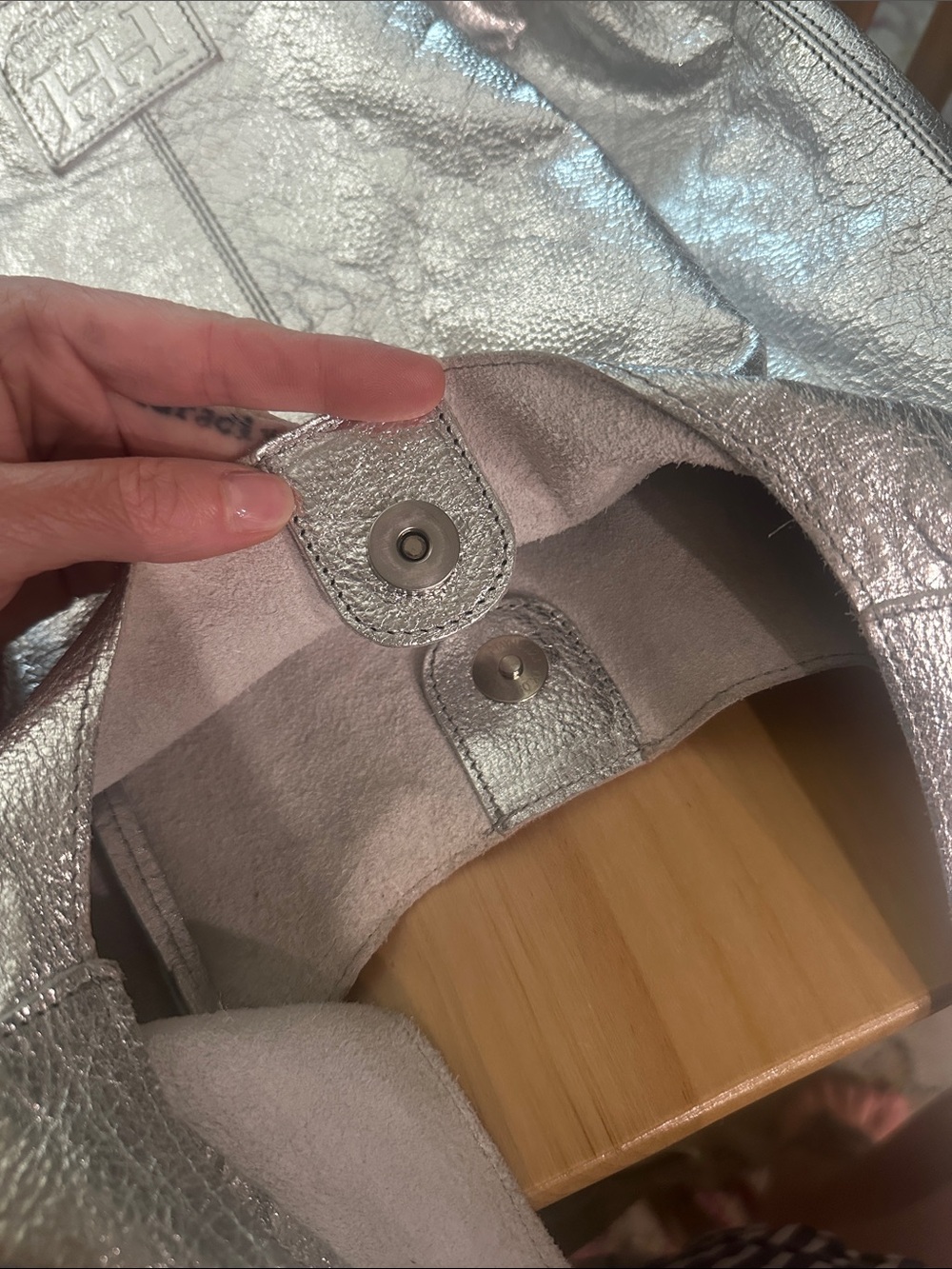 Haute Hippie Metallic Silver 100% Leather Shoulder Hobo Bag - Picture 7 of 7